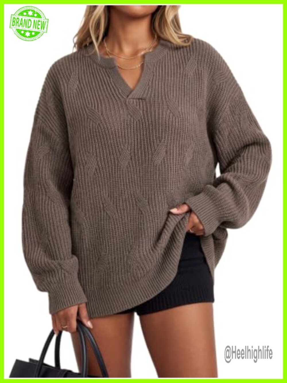 Wool Blend Oversized Henley Neck Chunky Sweater Pullover Fall Winter